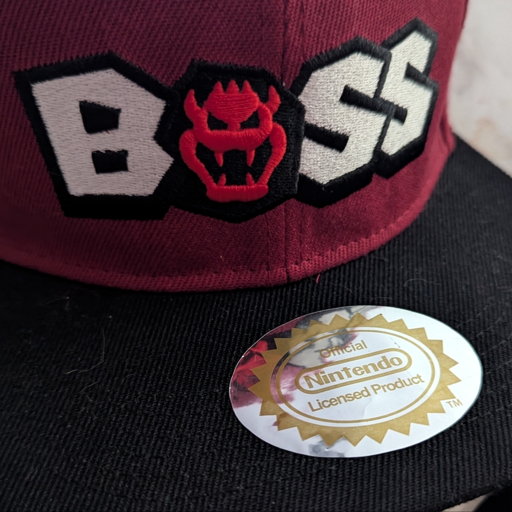 Nintendo Super Mario Interior Embroidered Cap - Maroon & Black